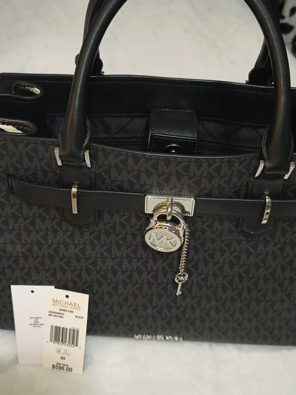 Michael Kors Black Zebra-Accent Tote Bag Includes Wallet Keychain - Picture 4 of 14